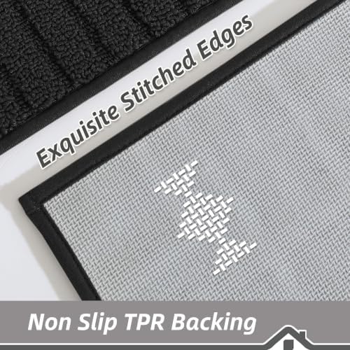 BEQHAUSE Kitchen Rugs 20"x48", Non Slip Washable Kitchen Floor Mat, Black - Image 2