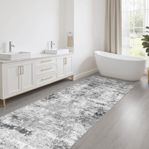LOONGRUG Runner Rug 2x6 Machine Washable Non-Slip Kitchen Rug Black Gray - Image 4
