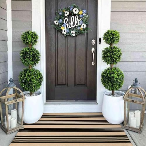 OJIA Fall Front Door Mat 27.5"x43", Striped Outdoor Rug Porch Decor - Image 3