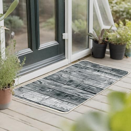 Vintage Farmhouse Wood Texture Kitchen Rugs Set of 2 - Image 6