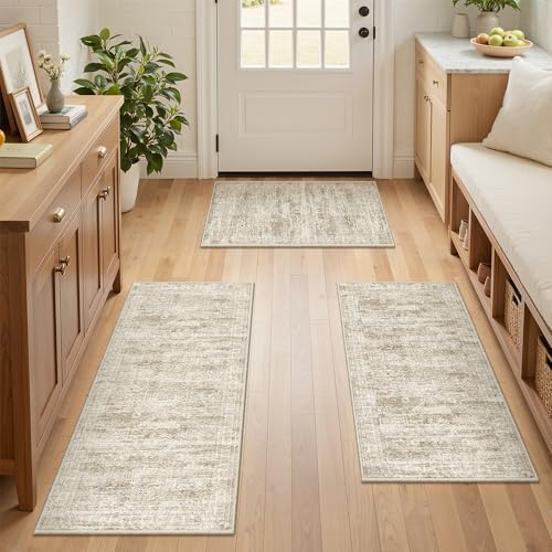 Kitchen Rugs Sets of 3, 2x3 2x4 2x5 Rug Runner,Brown - Image 4