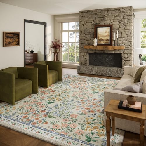 10x12 Area Rugs Living Room: Washable Rug Non Slip Stain Resistant Low Pile Ultra Soft Faux Wool Lightweight Large Rugs for Bedroom Dining Room Under Table Rug Nursery Home Office Farmhouse Indoor by palohom