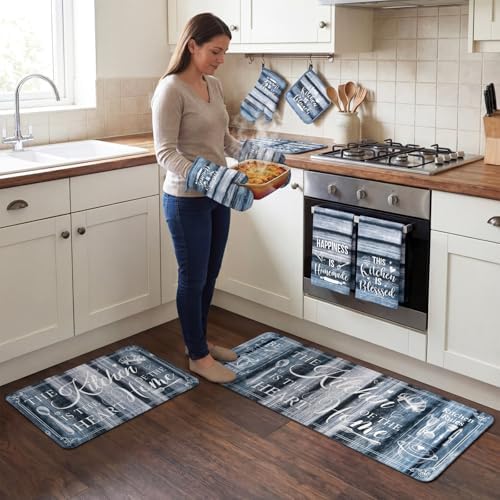 Fourluoo 10 Pcs Farmhouse Blue Kitchen Decor Set - Image 4