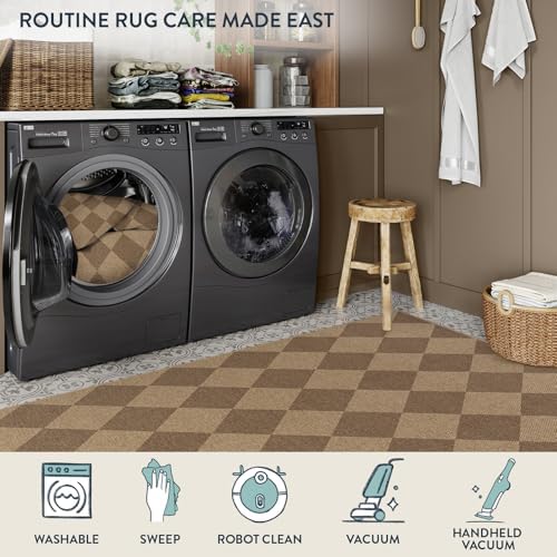 Lahome Checkered Easy Jute 5x7 Outdoor Patio Rug, Living Room Rugs Washable - Image 6