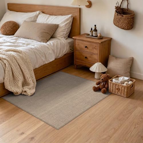 Non-Slip Jute Rug for Entryway: 3x3 Outdoor Mat - Swirl Curved Pattern - Image 2