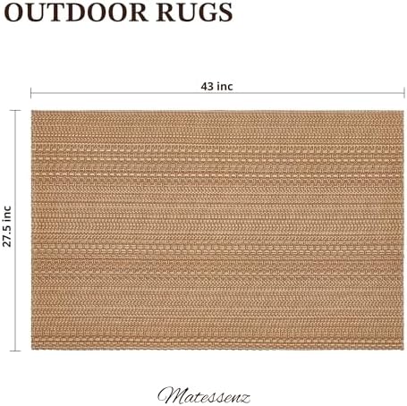 MatEssenz 27.5"x43" Washable Outdoor Front Door Mat, Textured Natural Woven Low-Profile Patio Rug with Non-Slip Backing, Neutral Brown, for Porch, Entryway, Layering - Image 2