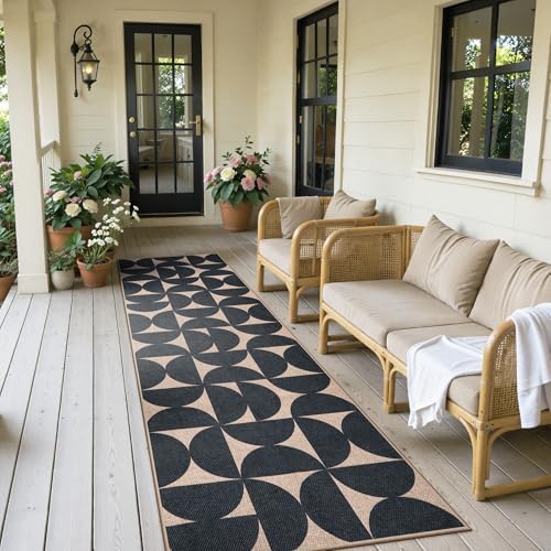 Lahome Semi Circle Easy Jute Black Runner Rug, 2x8 Washable Kithcen Runner - Image 7