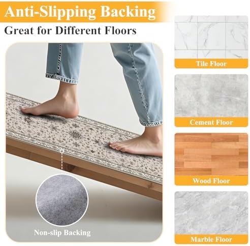 HEBE Hallway Runner Rug 2'x6', Washable Non Slip Kitchen Rug Runner - Image 3