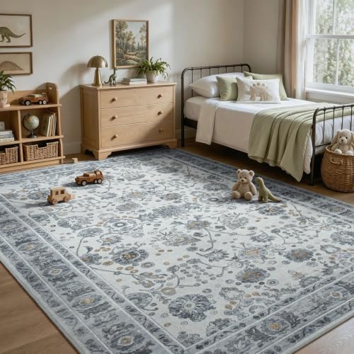 8x10 Grey Area Rugs for Living Room, Washable Non-Slip Soft Rug - Image 6