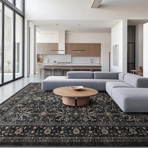 Ruaruarug Washable Area Rug 6×9 for Living Room, Ultra Soft, Black Grey by Ruaruarug