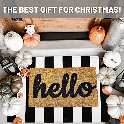 IOHOUZE 27.5x43 Striped Outdoor Door Mat, Washable Porch Rug, Black/White - Image 3