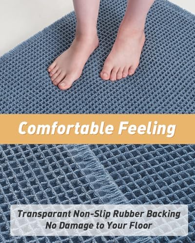 Blue, Quick Dry Washable Bathroom Rugs, Extra Soft Decorative Bath Rugs for Bathroom Floor, Beside Tub and Shower - Image 4