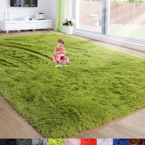 Amdrebio Grass Green Area Rug 8x10 for Living Room Bedroom Classroom Carpet by Amdrebio