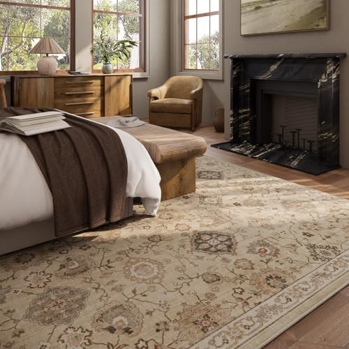 Machine Washable Rug for Living Room: 10x14 Area Rugs Boho Vintage Rug Stain Resistant Non Slip Low Pile Soft Lightweight Carpets for Bedroom Kitchen Dining Room Nursery Kids Room Farmhouse - Image 4