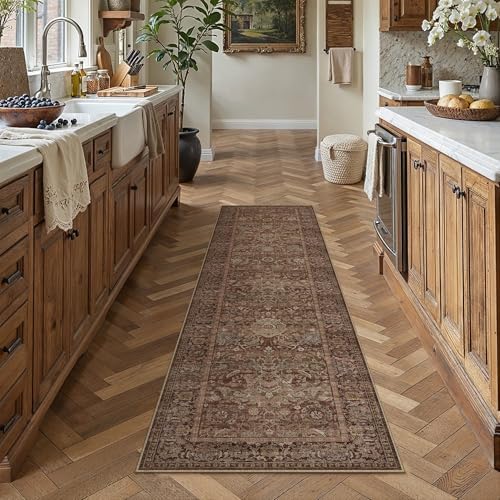 HUGEAR Hallway Runner Rugs 3x8 Rust Red Vintage Rug - Image 2