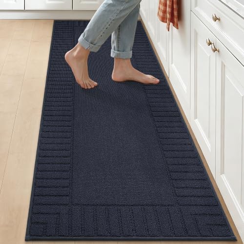 BEQHAUSE Kitchen Rugs 24"x71", Non Slip Washable Kitchen Mat, Navy Blue by BEQHAUSE