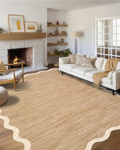 GarveeHome Scalloped Washable Rug 8x10 Rugs for Living Room Non Slip by GarveeHome