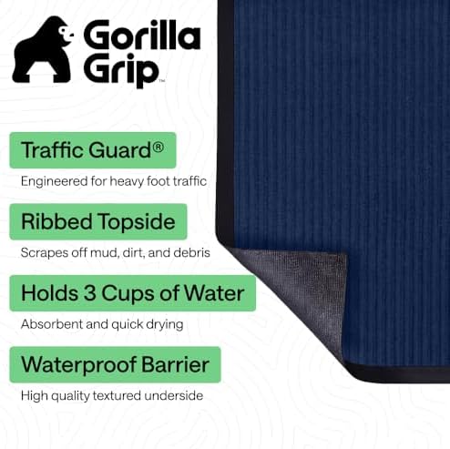 GORILLA GRIP Traffic Guard Indoor Outdoor Heavy Duty Door Mat, 35x23 Blue - Image 2