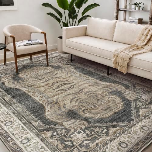 CHAMPLANT Washable Area Rug 9'x12' Retro Boho Design Non-Shedding Easy Care Ideal for High Traffic Areas in Living Room Bedroom Office Coffee Table Kitchen Large Carpet - Image 2