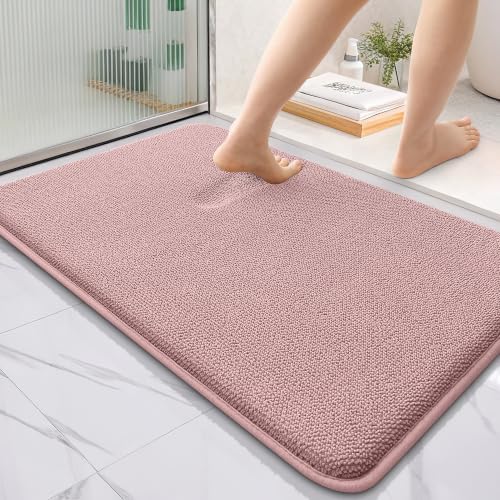 OLANLY Thick Memory Foam Bathroom Rug 36x24, Absorbent Bath Mat, Dusty Rose by OLANLY