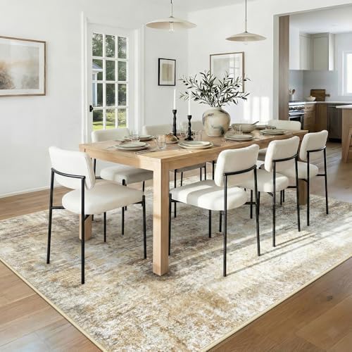 RELEANY Washable 5'x8' Abstract Area Rug for Living Room Neutral Brown - Image 3