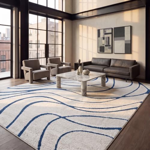 SAFAVIEH Florida Shag Rug 11'x15', Soft Plush Cream & Blue SG471-1165 by Unknown