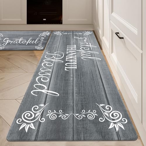 HEBE Anti Fatigue Kitchen Mat Set of 2, Cushioned Kitchen Mats for Floor by HEBE