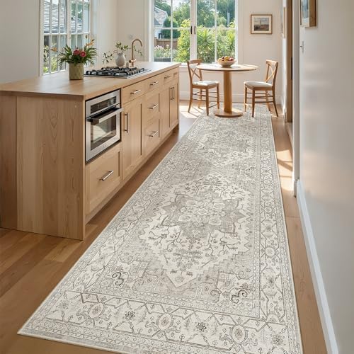Madane Hallway Runner Rug 3x10 Washable Kitchen Runners 10ft, Beige/Brown - Image 2