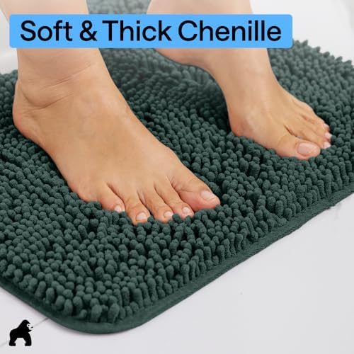 GORILLA GRIP Bath Rug Mat for Bathroom, Thick Chenille, 30x20 Hunter Green - Image 4