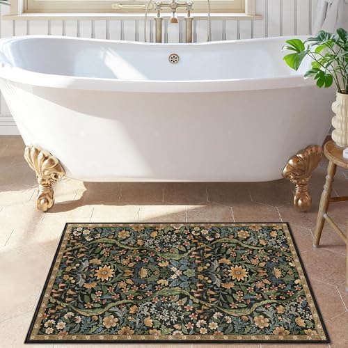 Floral 2x3 Entryway Rug Washable Doormat Indoor Throw Rug, Brown - Image 4