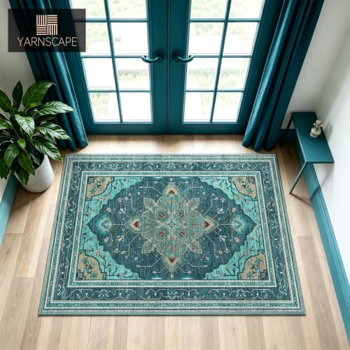YARNSCAPE 2' x 3' Machine Washable Area Rug, Non-Slip Low-Pile Carpet - Image 2