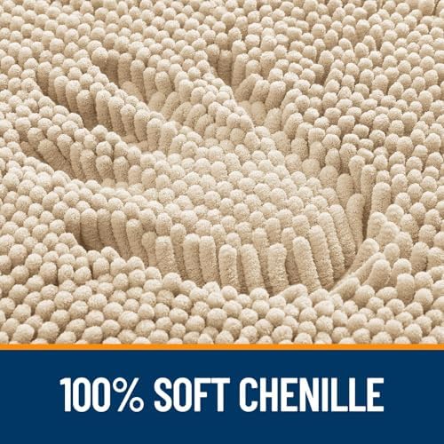 OLANLY Chenille Bathroom Rugs Sets 3 Piece, 30"x20"+30"x20"+24"x16", Beige - Image 2