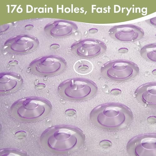 AmazerBath Shower Mat Non Slip 40 x 16 Inches, Shower Stall Mats with Suction Cups and Drain Holes, Non Slip Bath Mat for Tub for Elderly & Kids, Clear Purple - Image 5