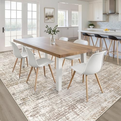 LOONGRUG 8x10 Area Rugs Washable Neutral Modern Living Room Rug Dark Brown - Image 5