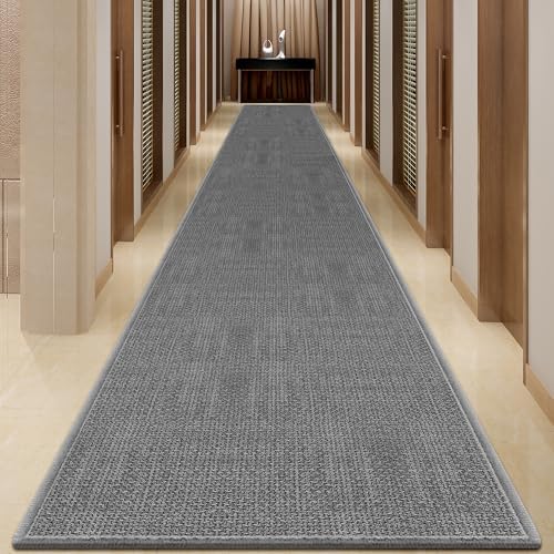 GOYLSER 20 ft Jute Entryway Runner, Rubber Backed Absorbent Extra Long Runner Rug for Hallway, Grey Laundry Room Runner Mat - Image 2