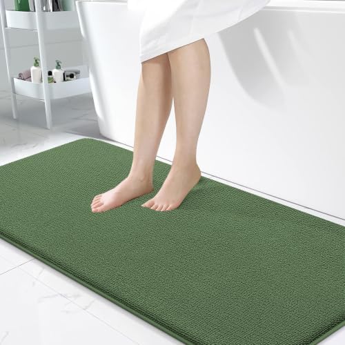 OLANLY Memory Foam Bathroom Runner Rugs 47x24, Long Bath Mats, Olive Green by OLANLY