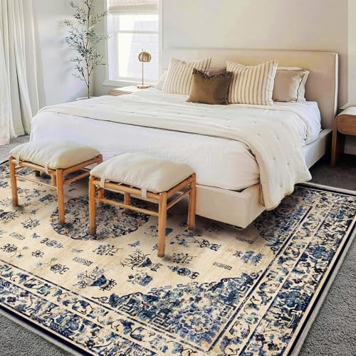 CHAMPLANT Washable Area Rug 9'x12' Retro Boho Design Non-Shedding Easy Care Ideal for High Traffic Areas in Living Room Bedroom Office Coffee Table Kitchen Large Carpet - Image 2