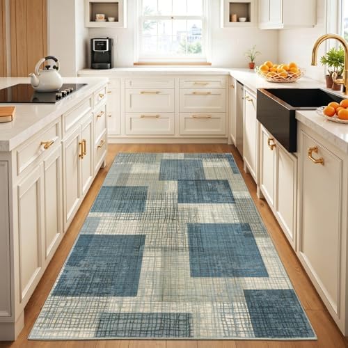 Washable 3x5 Entryway Rug, Throw Rugs with Rubber Backing, Blue - Image 3