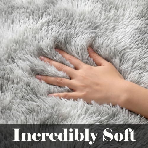 ONASAR 6x9 Area Rugs for Living Room, Large Tie-Dyed Light Grey Fluffy Shag Rug for Bedroom, Ultra Soft Plush Floor Big Indoor Carpet for Baby Kids Girls Boys Teen Dorm Nursery Home Decor - Image 2