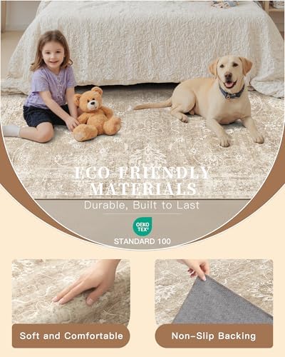 Madane Runner Rug 2x12 for Hallway, Kitchen Non-Slip Runner Rug Beige/Brown - Image 7