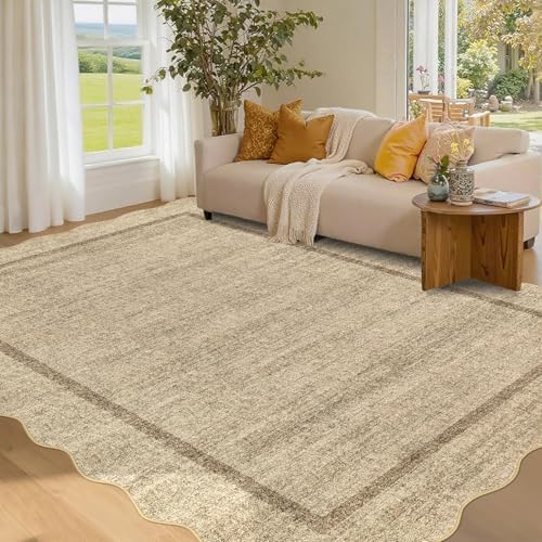GarveeHome Scalloped Washable Rug 5x7 Area Rugs for Living Room Non Slip by GarveeHome