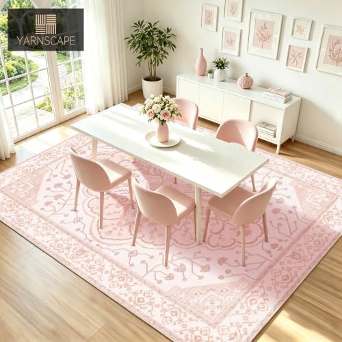 YARNSCAPE 6' x 9' Machine Washable Area Rug, Non-Slip Low-Pile Carpet - Image 2