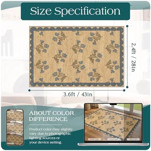 Floral Outdoor Rug - 28"x43" Front Door Mat Indoor Outside Entrance - Image 2