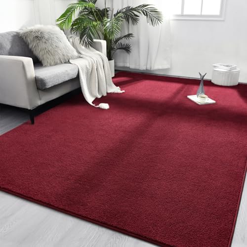 FlyDOIT Area Rugs for Bedroom Living Room, 6x9 Rose Red Super Soft Comfy Thickened Memory-Foam Indoor Carpets, Modern Aesthetic Minimalist Carpet for Boys Girls Adults Apartment Nursery Home Décor by FlyDOIT