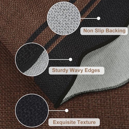 Zeeinx 6x9 Scalloped Rug Easy Jute Washable Outdoor Patio Rug Black Brown - Image 4