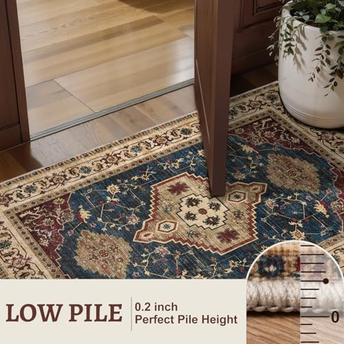 Tangsoo Oriental 2x3 Washable Rugs for Entryway, Non Slip Small Area Rug - Image 3