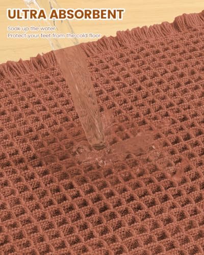 Smiry Waffle Bath Mat 36X24, Extra Soft Absorbent Bathroom Rugs, Orange - Image 4