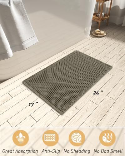 Upgraded Waffle Bath Mat Ultra Absorbent Non Slip Bathroom Mat, 17" x 24" - Image 2