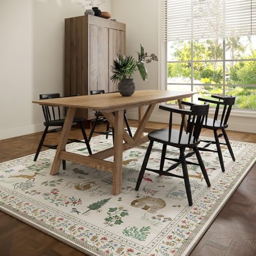 9x12 Area Rugs for Living Room: Washable Bedroom Rug Vintage Stain Resistant Non Slip Low Pile Soft Lightweight Carpet for Kitchen Dining Room Farmhouse Nursery Kids Room Home Office - Image 6