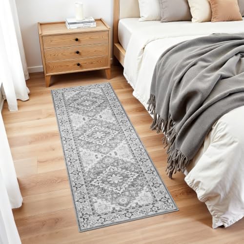 Lofus 2x6 Hallway Kitchen Washable Runner Rug, Boho Entry Long Carpet Grey - Image 2
